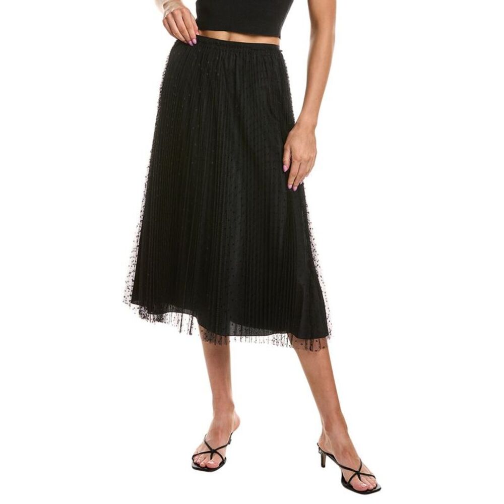 Red Valentino Womens Pleated Tulle Skirt, Black
